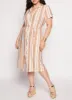 Plus Size Tie Waist Belted Midi Shirt Dress sold by Rainbow