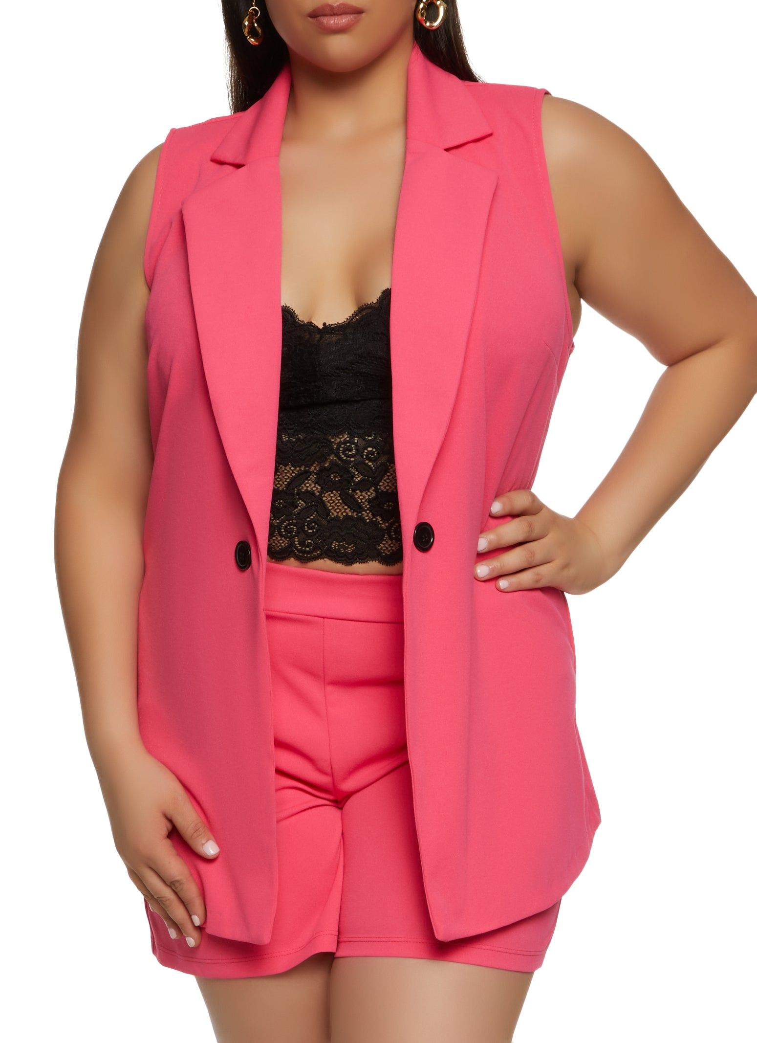 Plus Size Solid Crepe Knit Blazer Vest sold by Rainbow product image thumbnail 2
