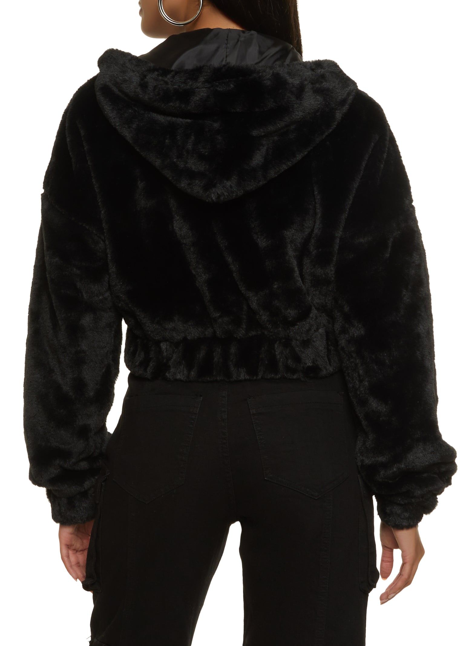 Solid Faux Fur Hooded Jacket sold by Rainbow product image thumbnail 2