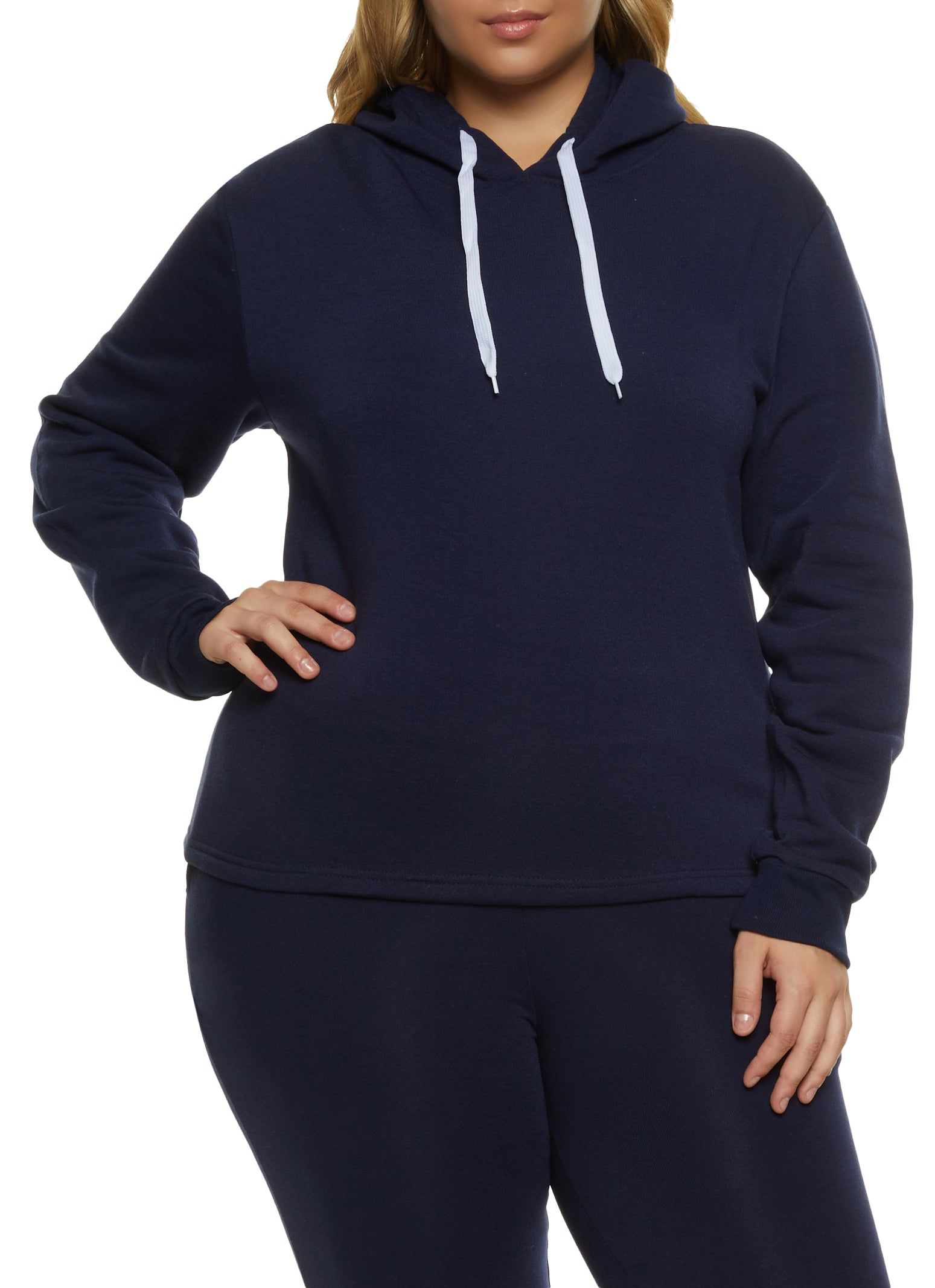 Plus Size Solid Pullover Hoodie sold by Rainbow