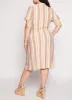 Plus Size Tie Waist Belted Midi Shirt Dress sold by Rainbow