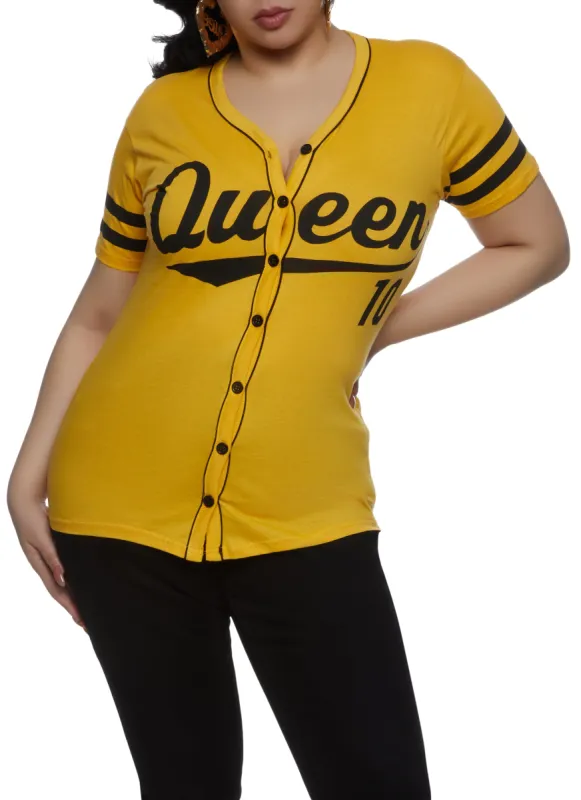 Plus Size Queen 10 Baseball Jersey sold by Rainbow
