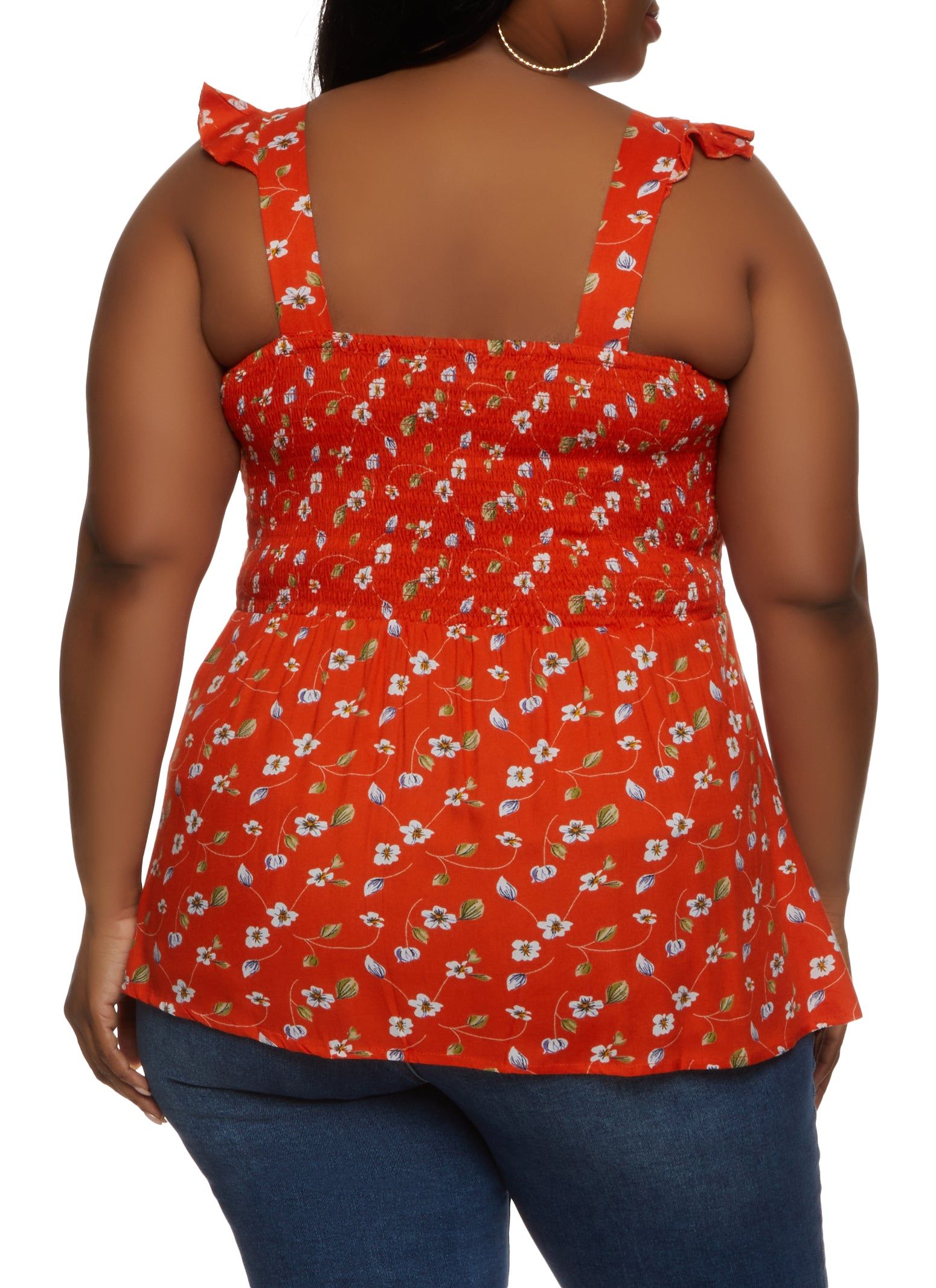 Plus Size Floral Print Smocked Sleeveless Top sold by Rainbow product image thumbnail 2