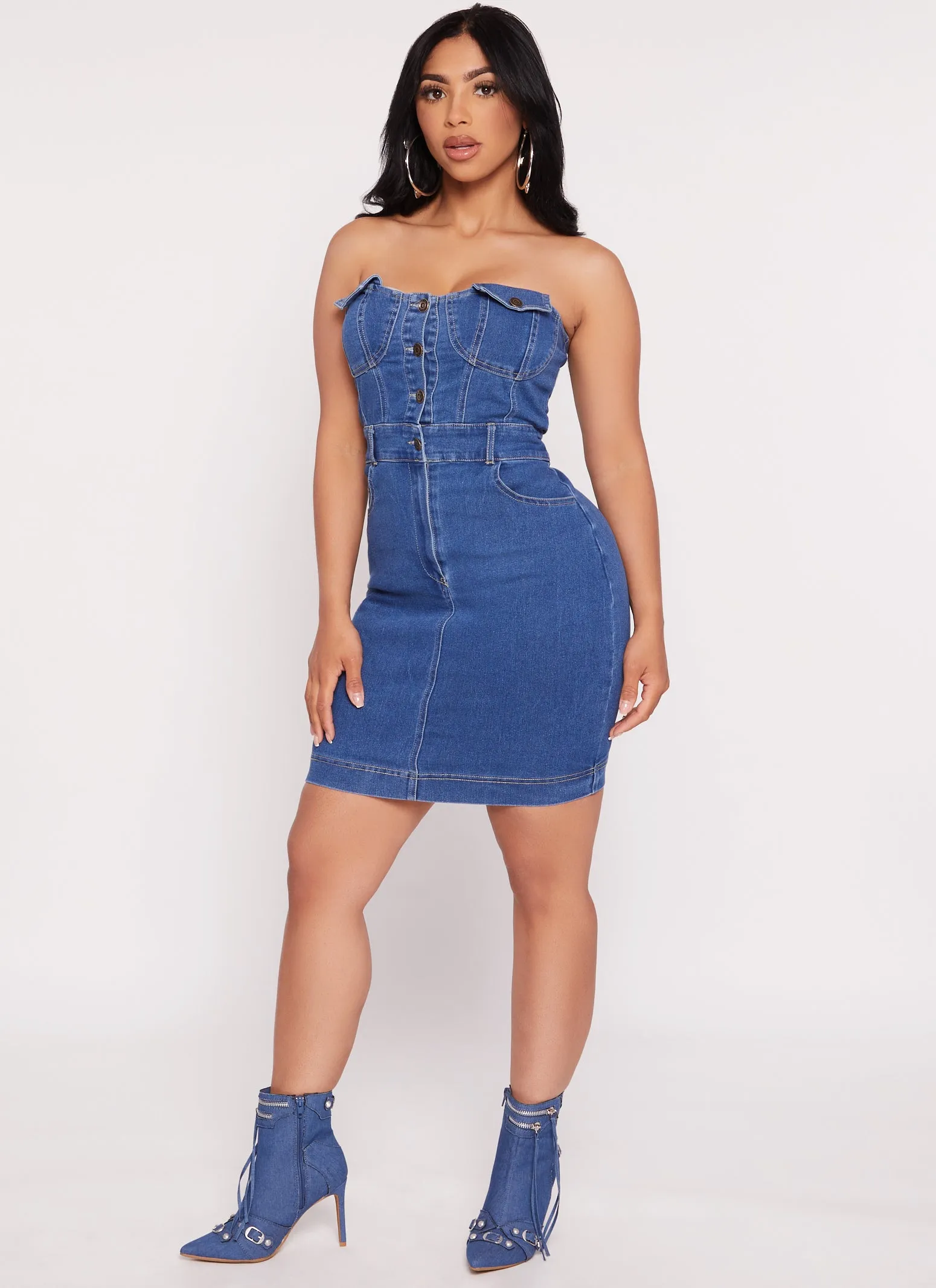 Haute Monde Strapless Denim Mini Dress sold by Rainbow product image thumbnail 2