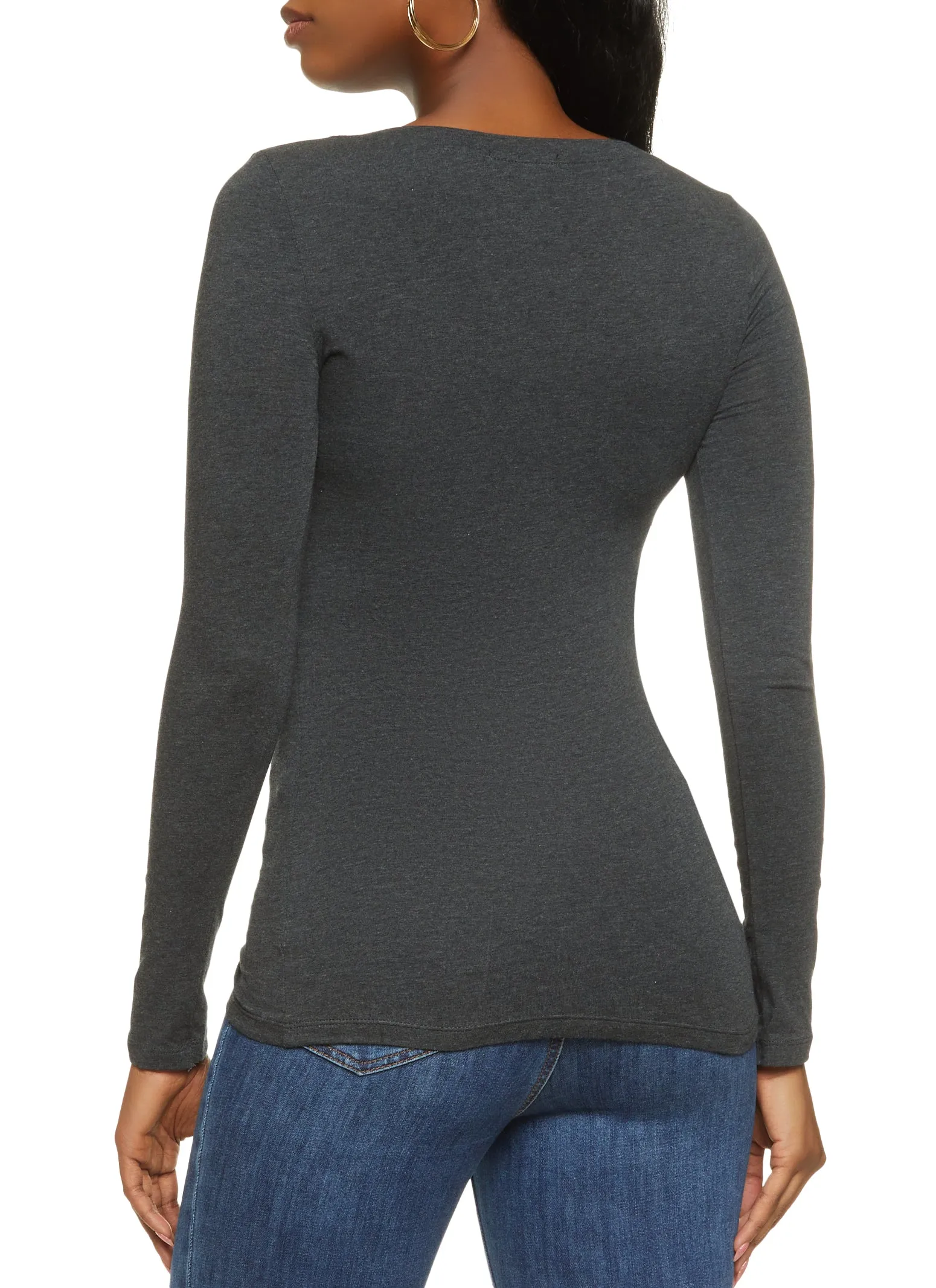 Basic V Neck Long Sleeve Top sold by Rainbow product image thumbnail 2