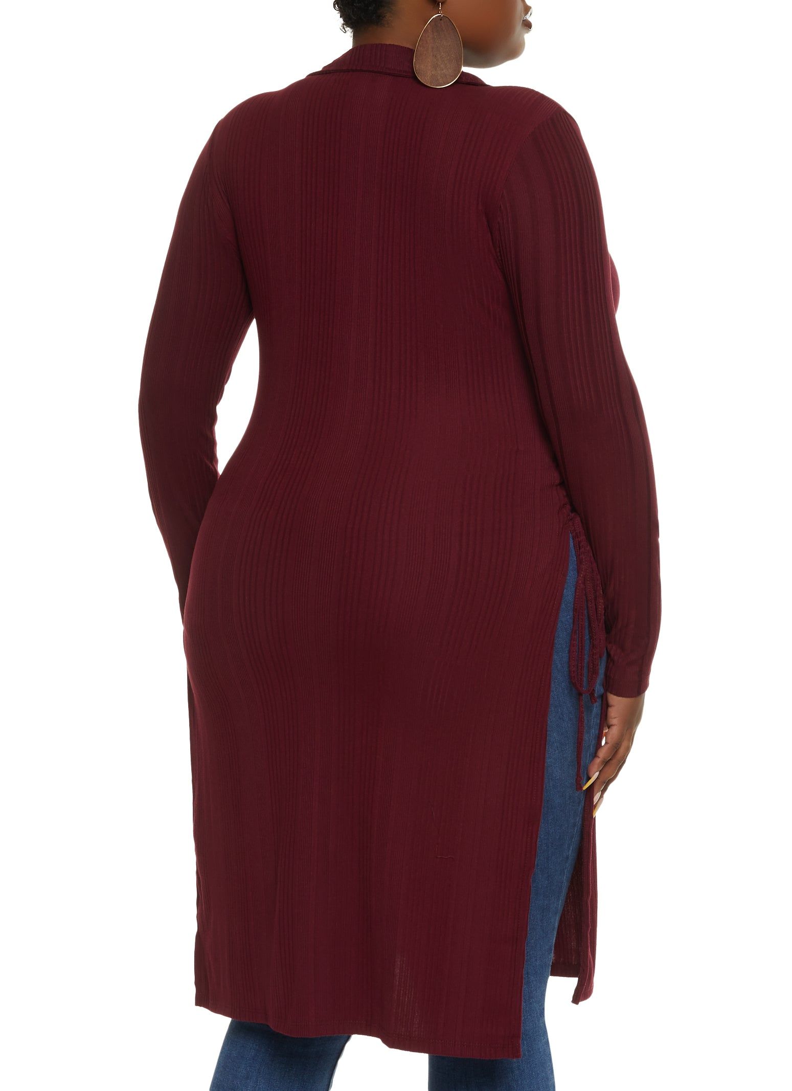 Plus Size Lace Up Side Button Down Maxi Shirt sold by Rainbow product image thumbnail 2