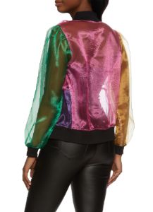 Color Block Organza Bomber Jacket sold by Rainbow