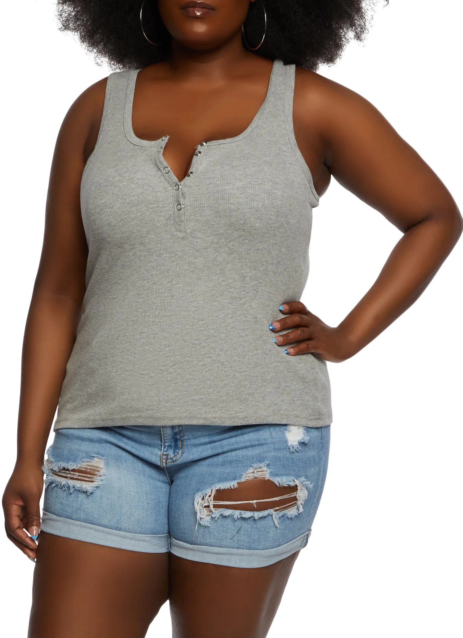 Plus Size Henley Tank Top sold by Rainbow product image thumbnail 2
