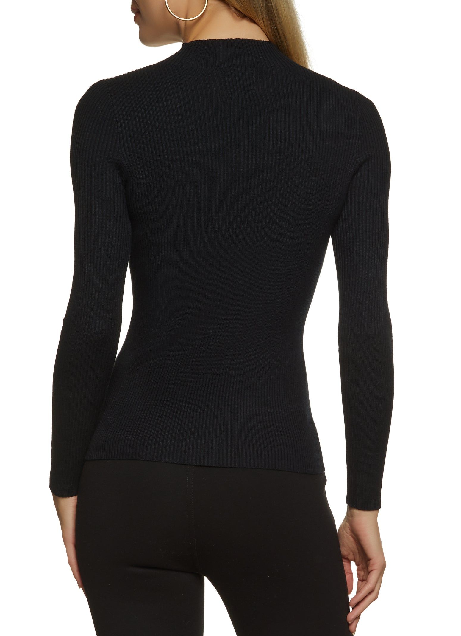 Faux Button Trim High Neck Sweater sold by Rainbow product image thumbnail 2