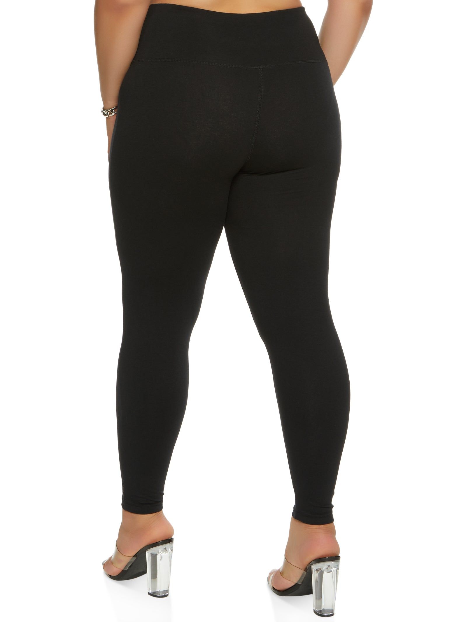 Plus Size Solid High Waist Leggings sold by Rainbow product image thumbnail 2