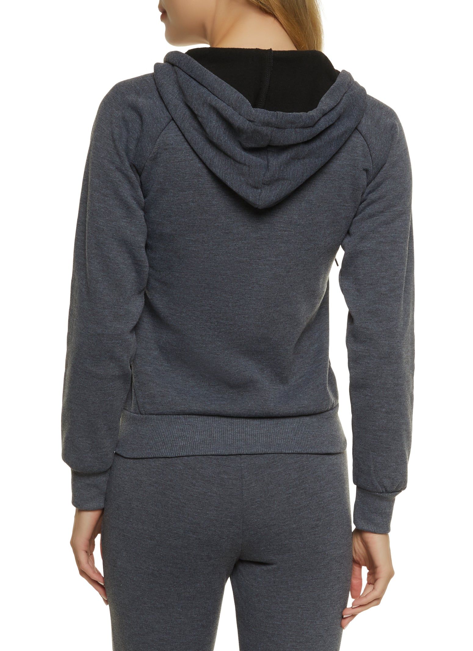 Solid Drawstring Zip Front Hoodie sold by Rainbow product image thumbnail 3