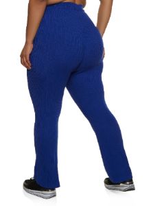 Plus Size Rib Knit Straight Leg Casual Pants sold by Rainbow