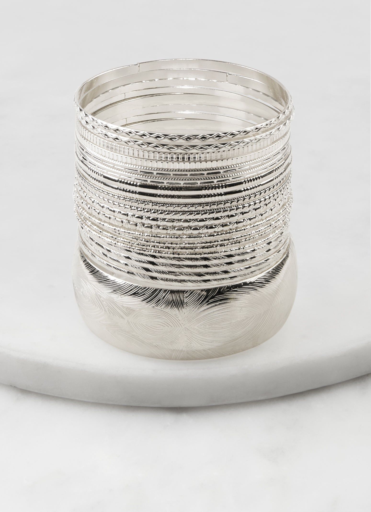 Plus Size Assorted Metallic Bangles Set of 21 sold by Rainbow