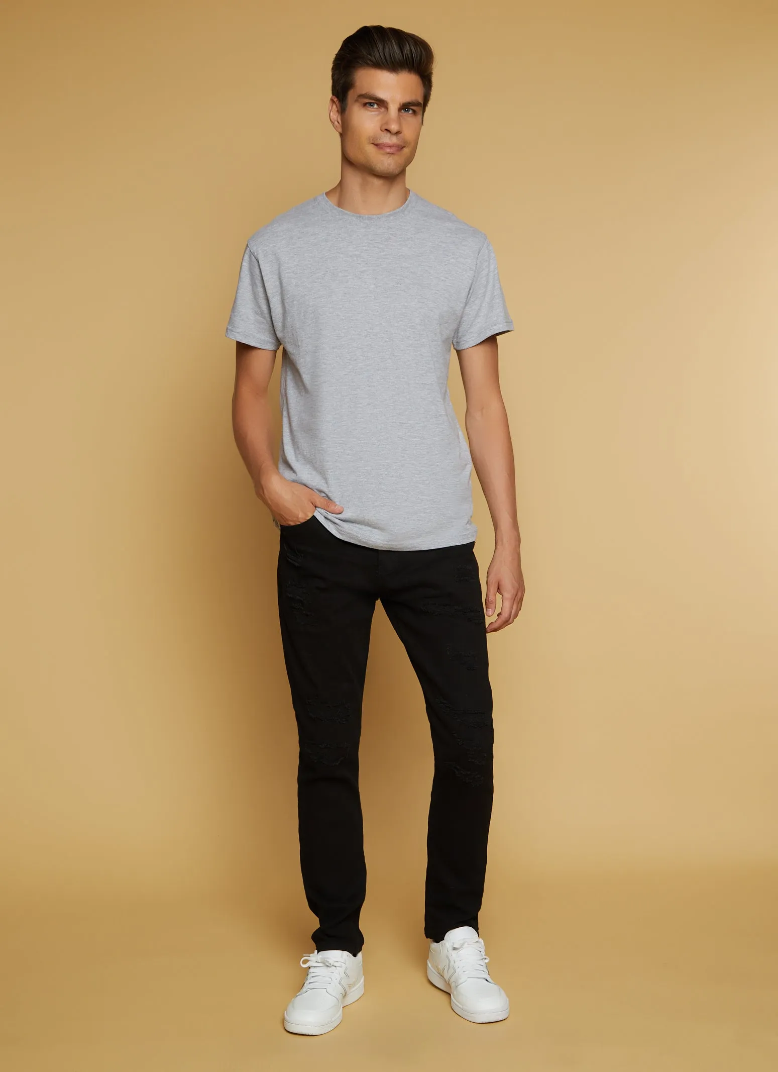 Mens Twill Distressed Skinny Leg Pants sold by Rainbow