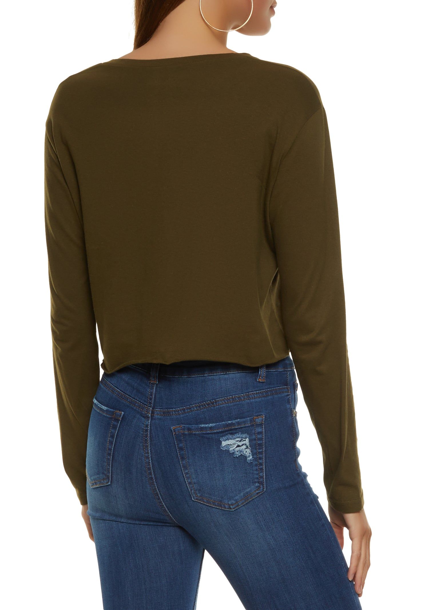 Notch Neck Raw Hem Crop Top sold by Rainbow product image thumbnail 2