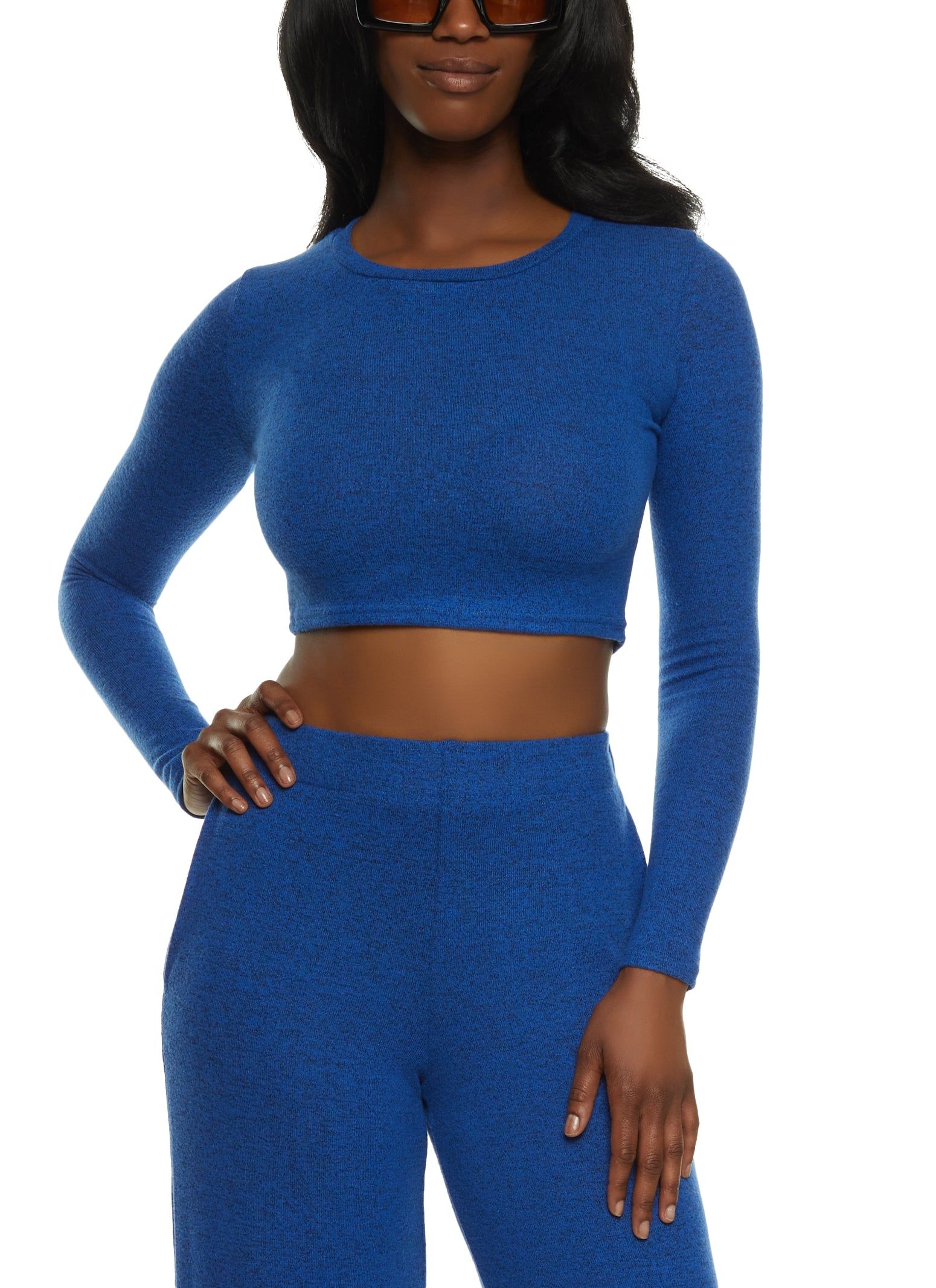 Brushed Knit Long Sleeve Crop Top sold by Rainbow