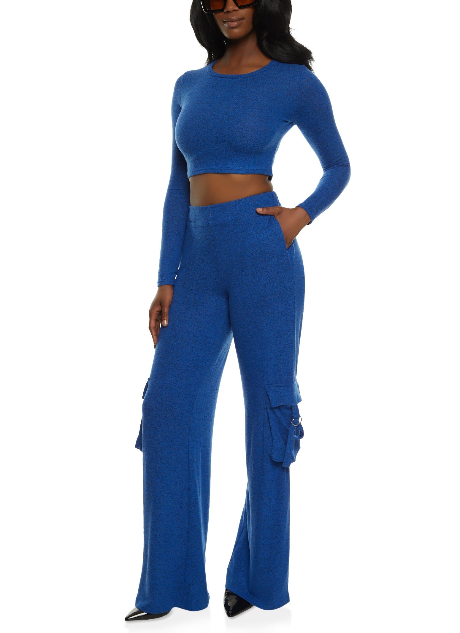 Brushed Knit Long Sleeve Crop Top sold by Rainbow product image thumbnail 2