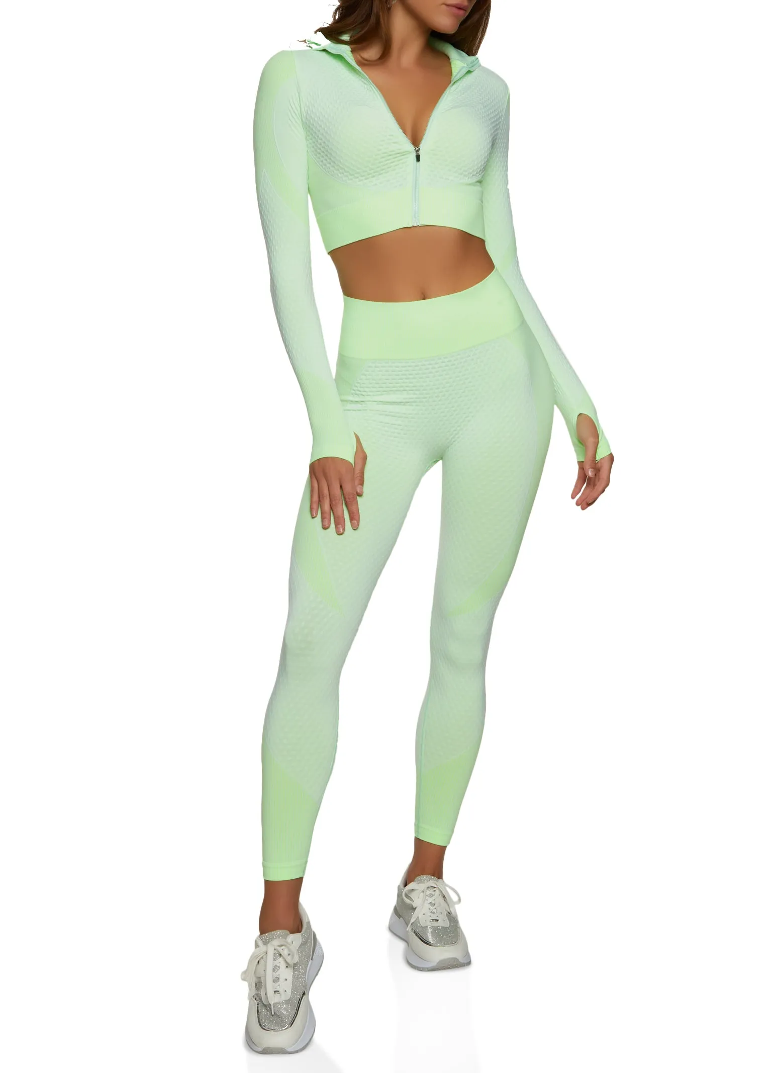 Daisy Seamless Textured Knit Zip Front Track Jacket sold by Rainbow product image thumbnail 2