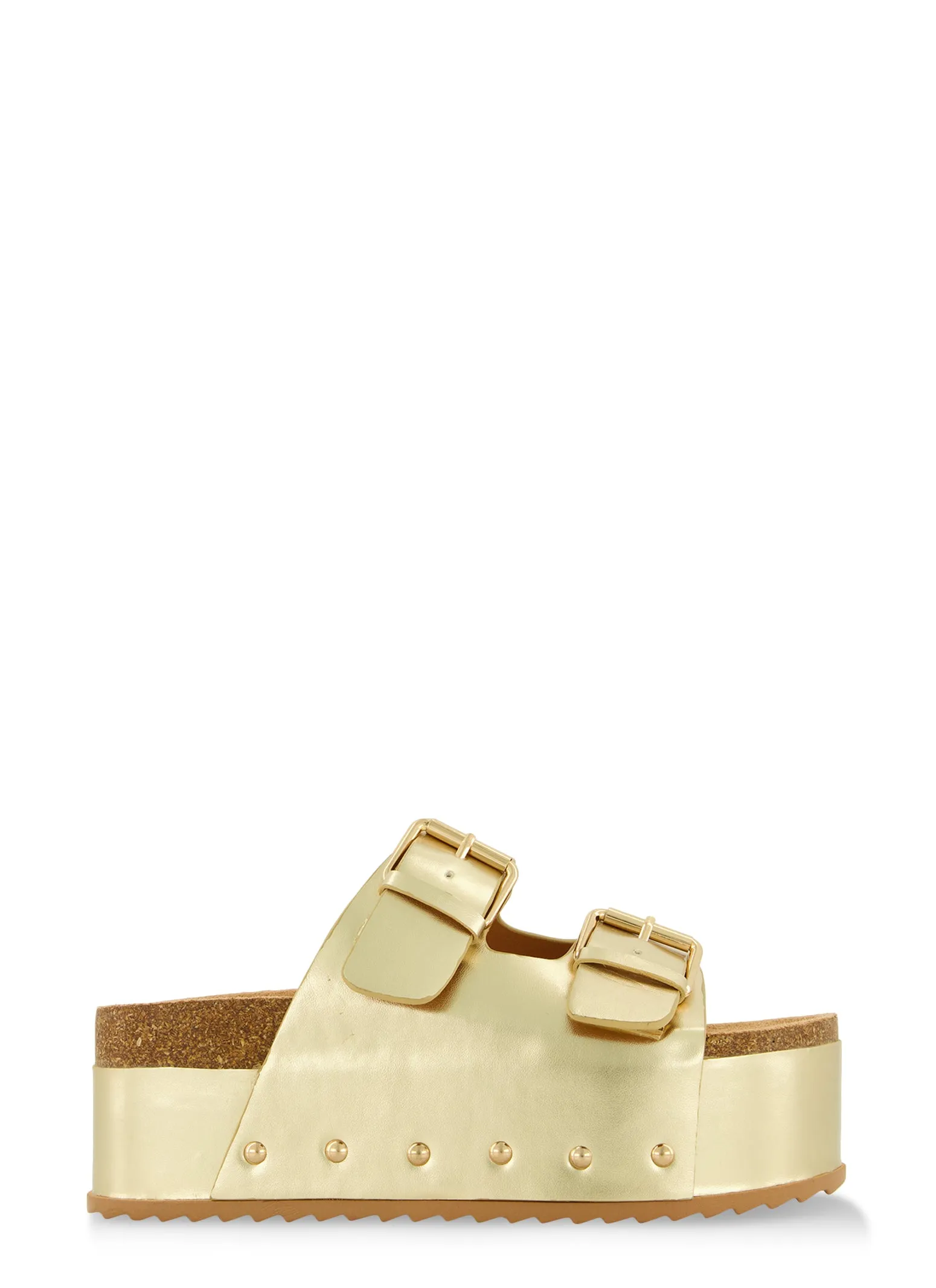 Double Buckle Footbed Platform Slide Sandals sold by Rainbow product image thumbnail 2