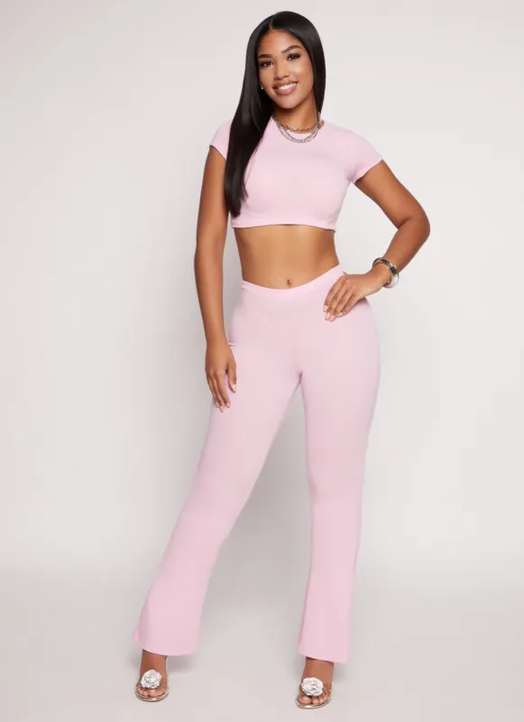 Ribbed Knit Pull On Boot Cut Pants sold by Rainbow