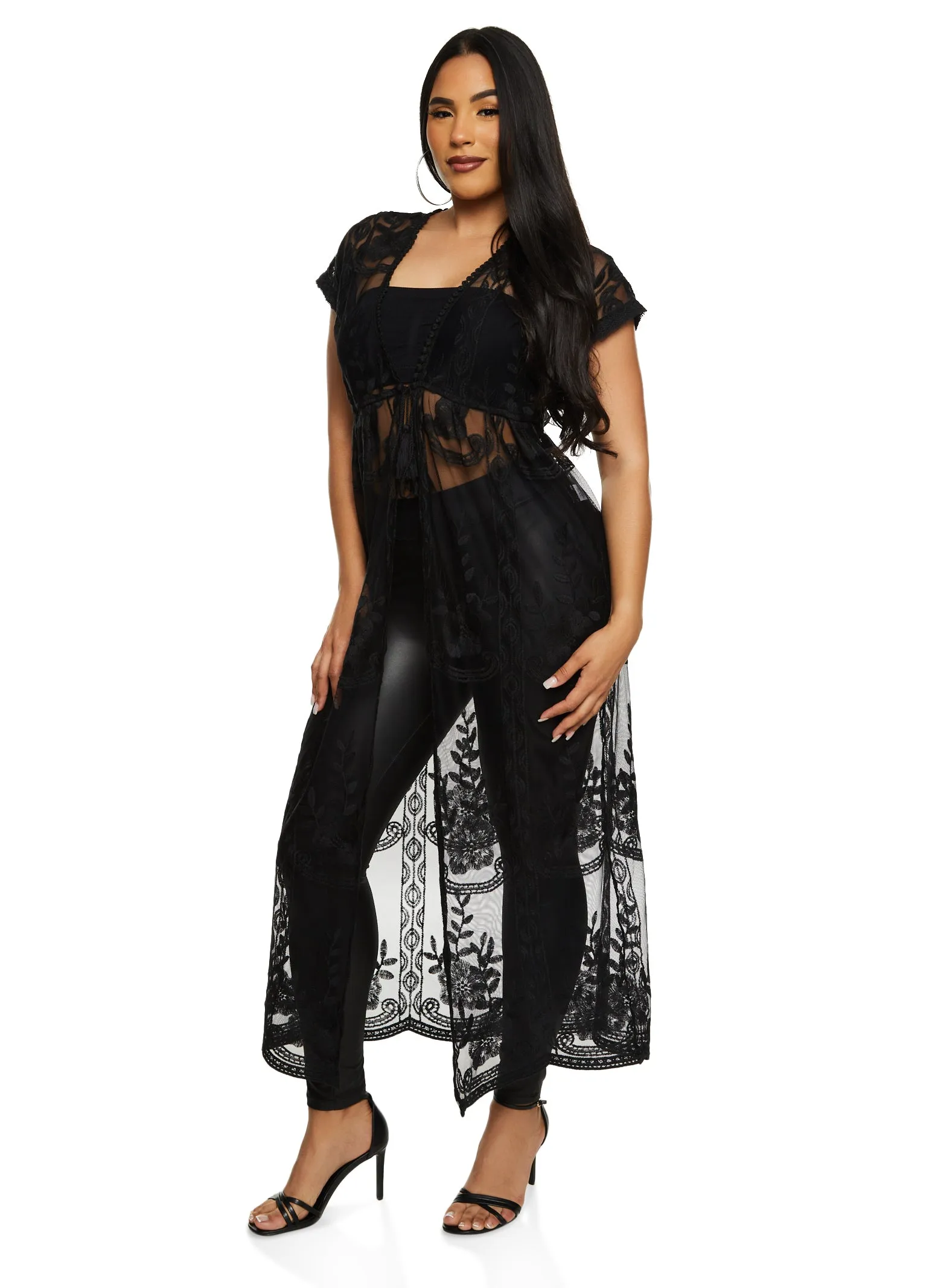 Haute Monde Floral Lace Tie Front Kimono sold by Rainbow product image thumbnail 2