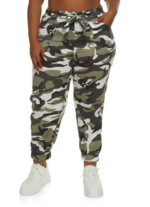 Plus Size Camouflage Cargo Joggers sold by Rainbow