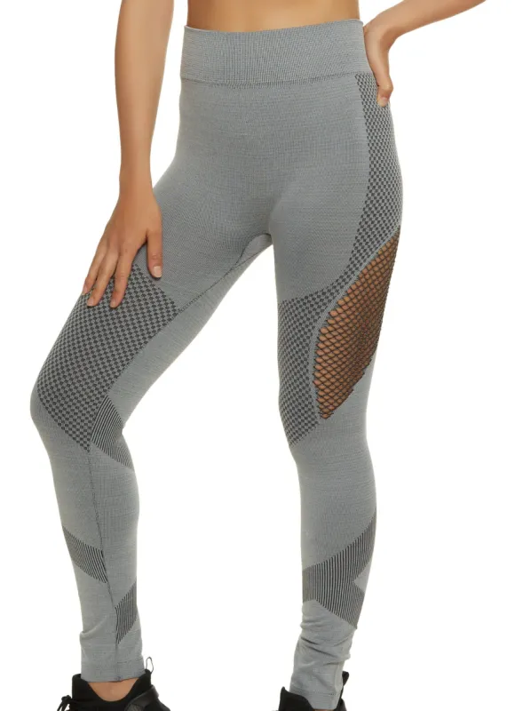 Ribbed Fishnet Detail Leggings sold by Rainbow
