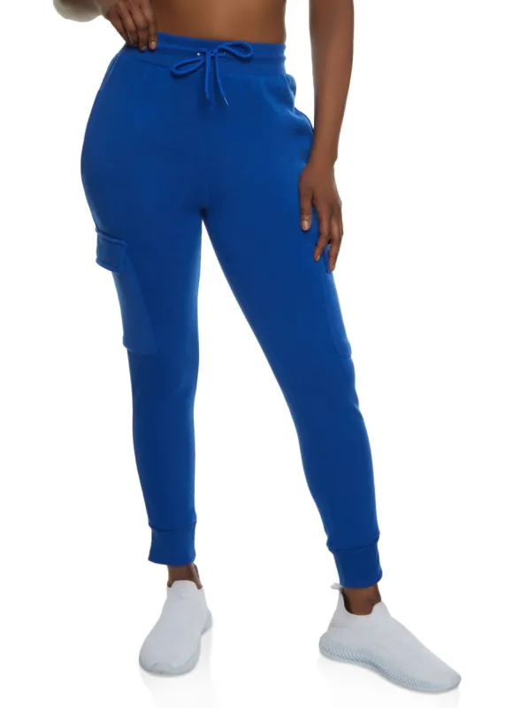 Fleece Cargo Pocket High Waist Joggers sold by Rainbow
