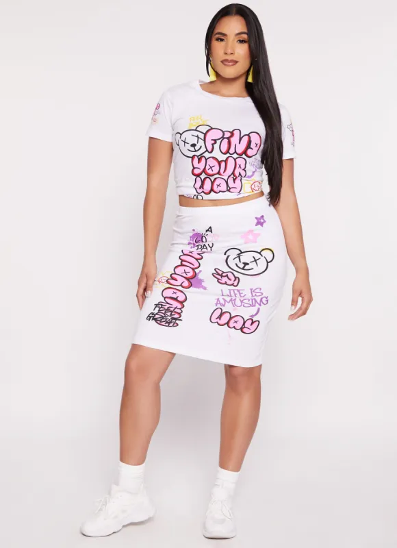 Find Your Way Graffiti Midi Pencil Skirt sold by Rainbow