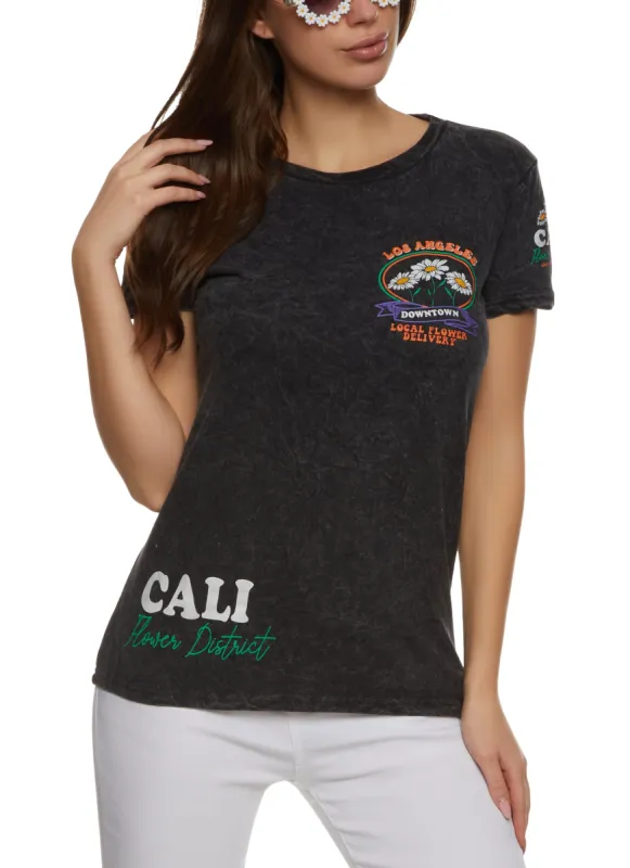 Acid Wash Cali Flower District Graphic Tee sold by Rainbow