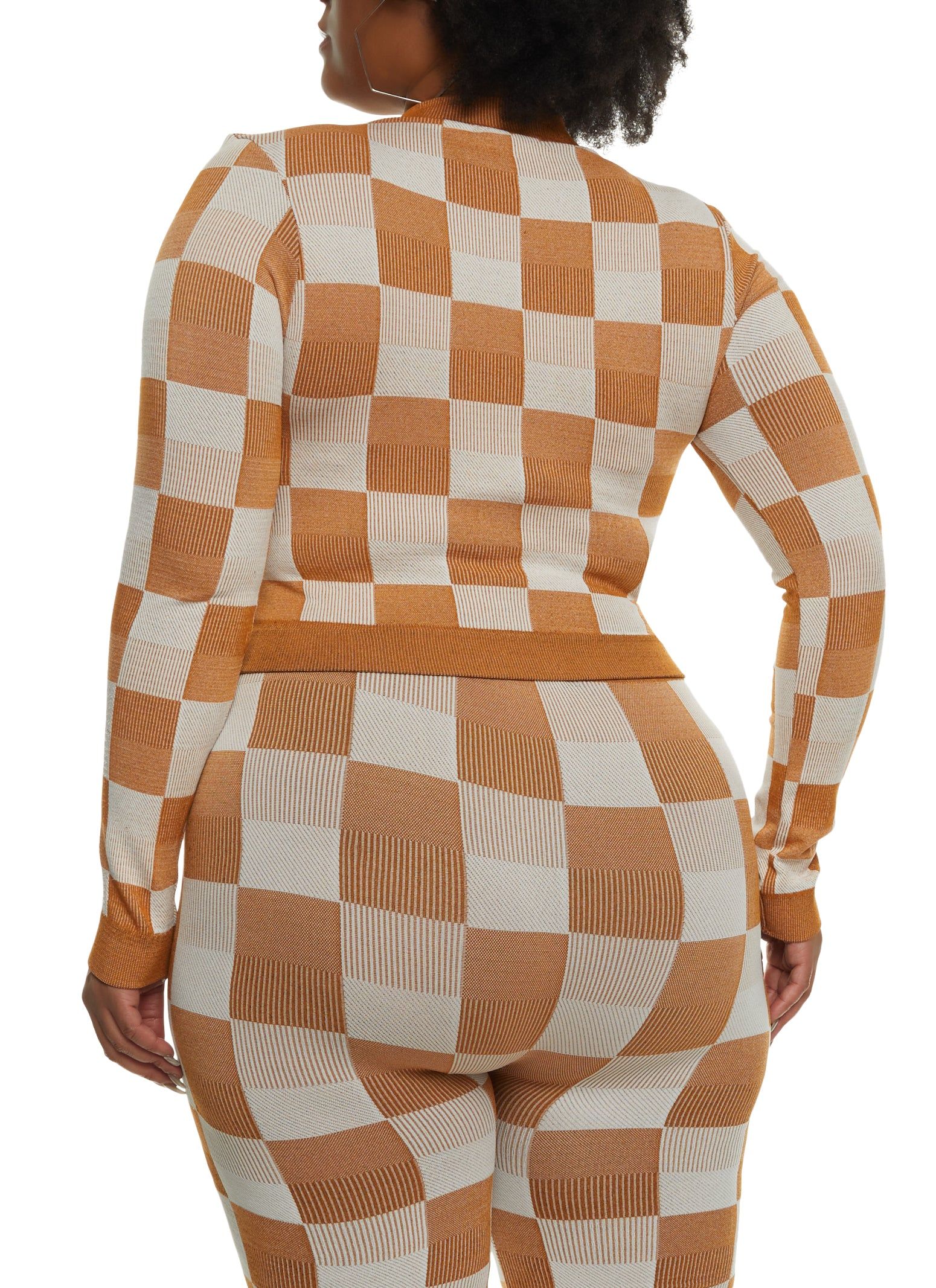 Plus Size Seamless Checkered Print Track Jacket sold by Rainbow product image thumbnail 3