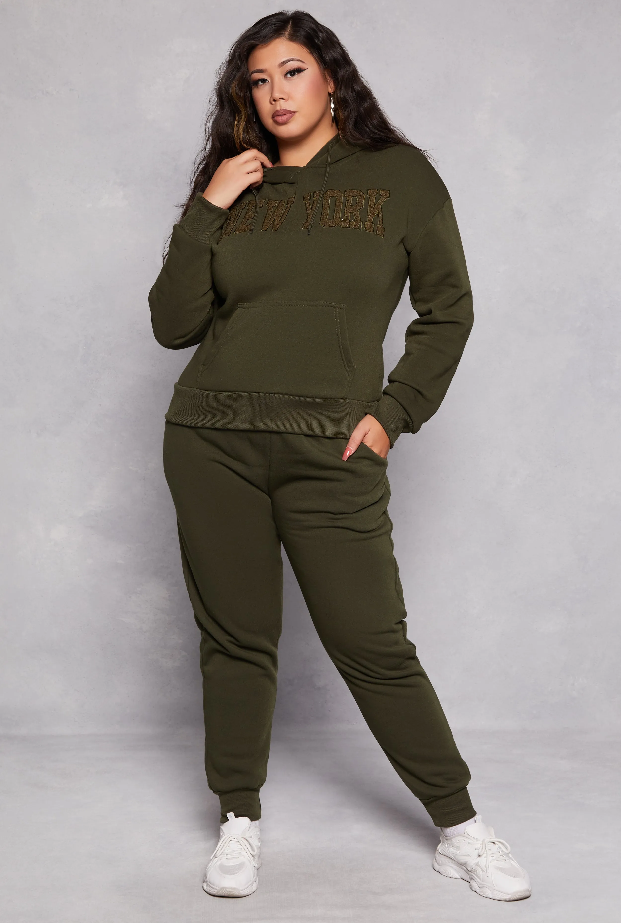Plus Size New York Chenille Graphic Pullover Hoodie sold by Rainbow product image thumbnail 2