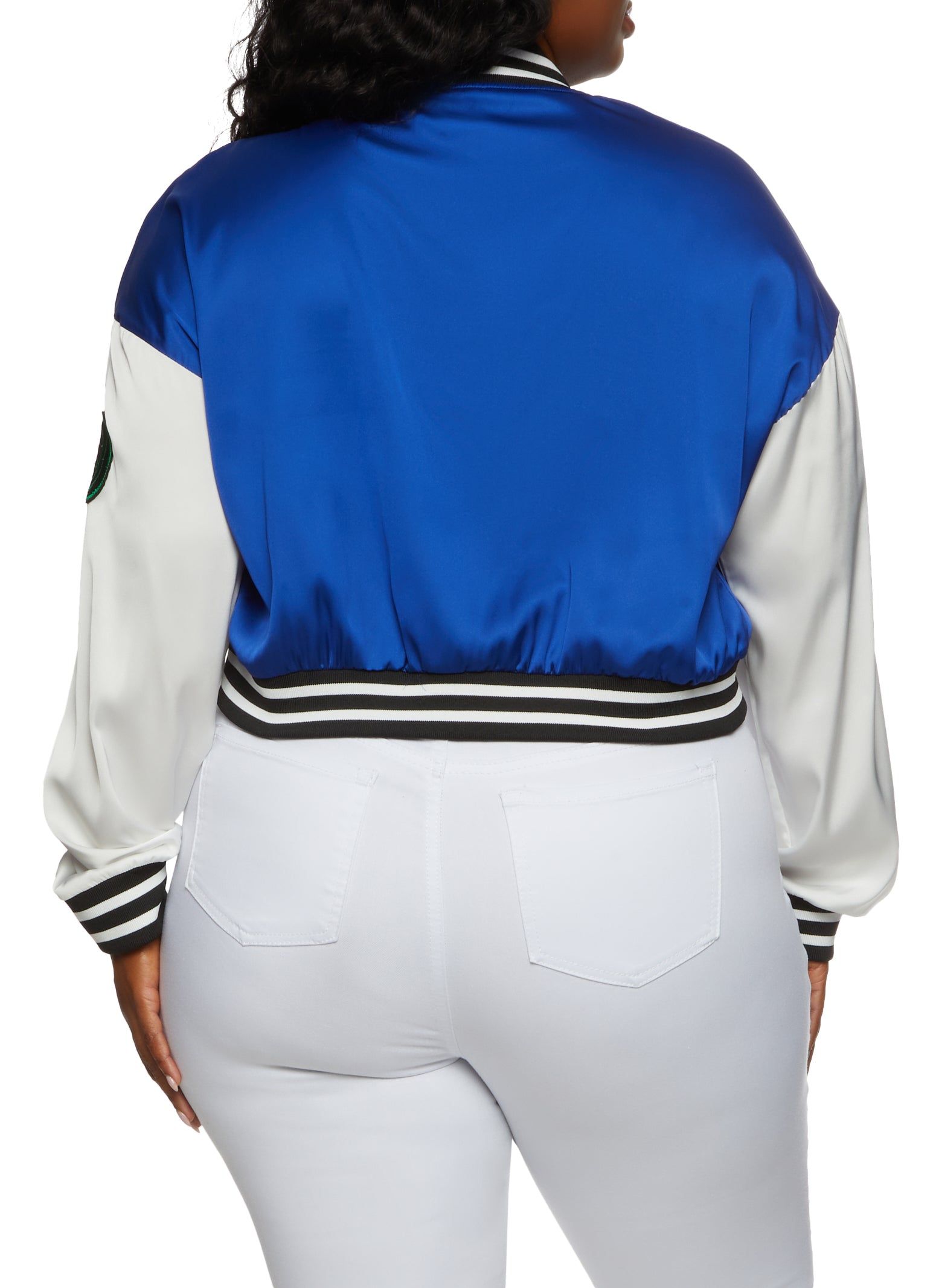 Plus Size Daisy B Chenille Graphic Patch Varsity Jacket sold by Rainbow product image thumbnail 2