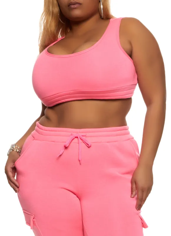 Plus Size Fleece Scoop Neck Cropped Tank Top sold by Rainbow