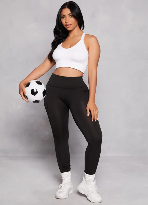 Solid High Waist Cell Phone Pocket Leggings sold by Rainbow