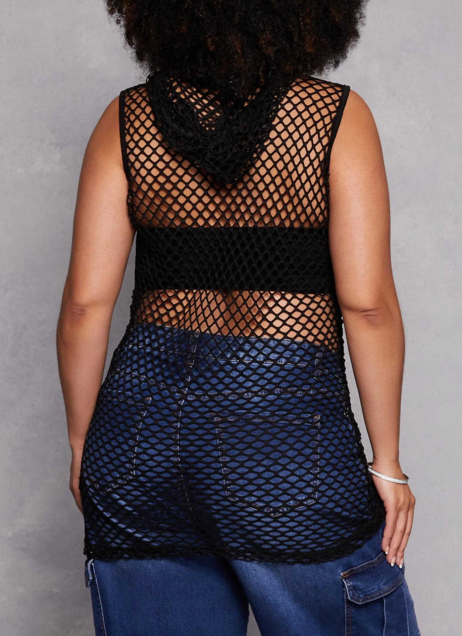 Plus Size Fishnet Savage Rhinestone Graphic Hoodie sold by Rainbow product image thumbnail 3