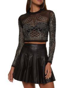 Mesh Embellished Crop Top sold by Rainbow