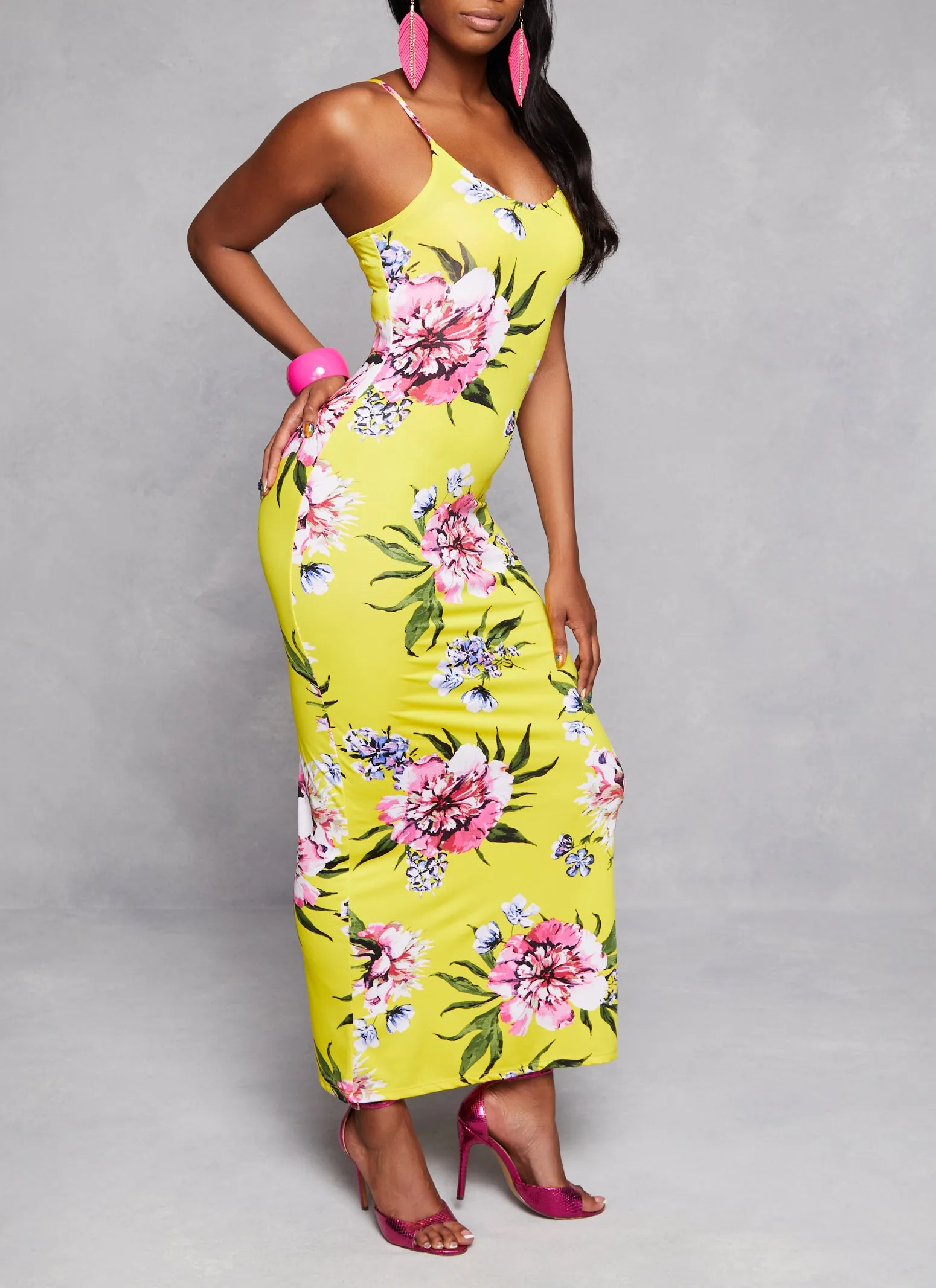 Floral Print V Neck Cami Maxi Dresses sold by Rainbow