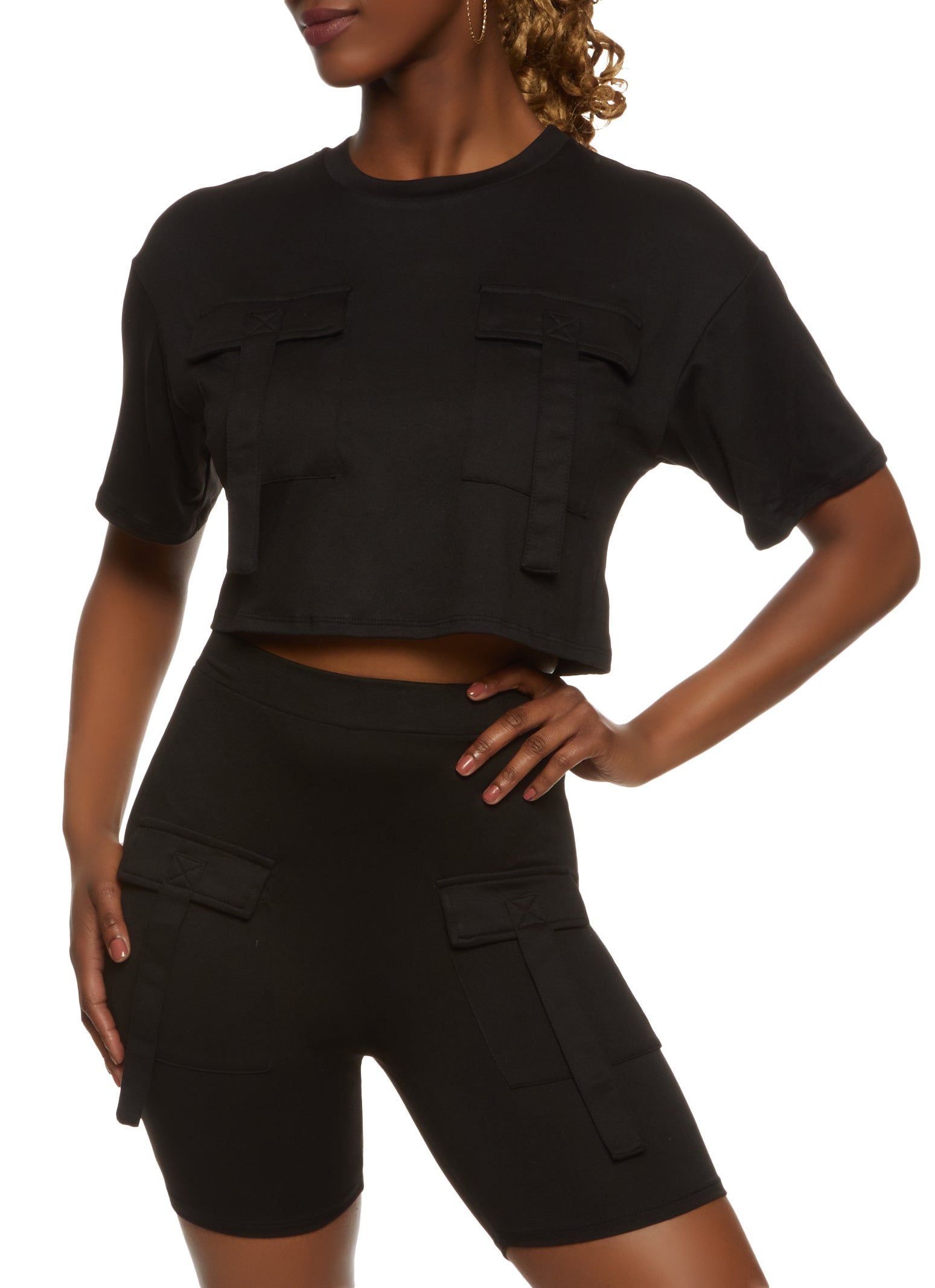 Cargo Pocket Detail Cropped T Shirt sold by Rainbow product image thumbnail 2