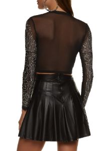 Mesh Embellished Crop Top sold by Rainbow