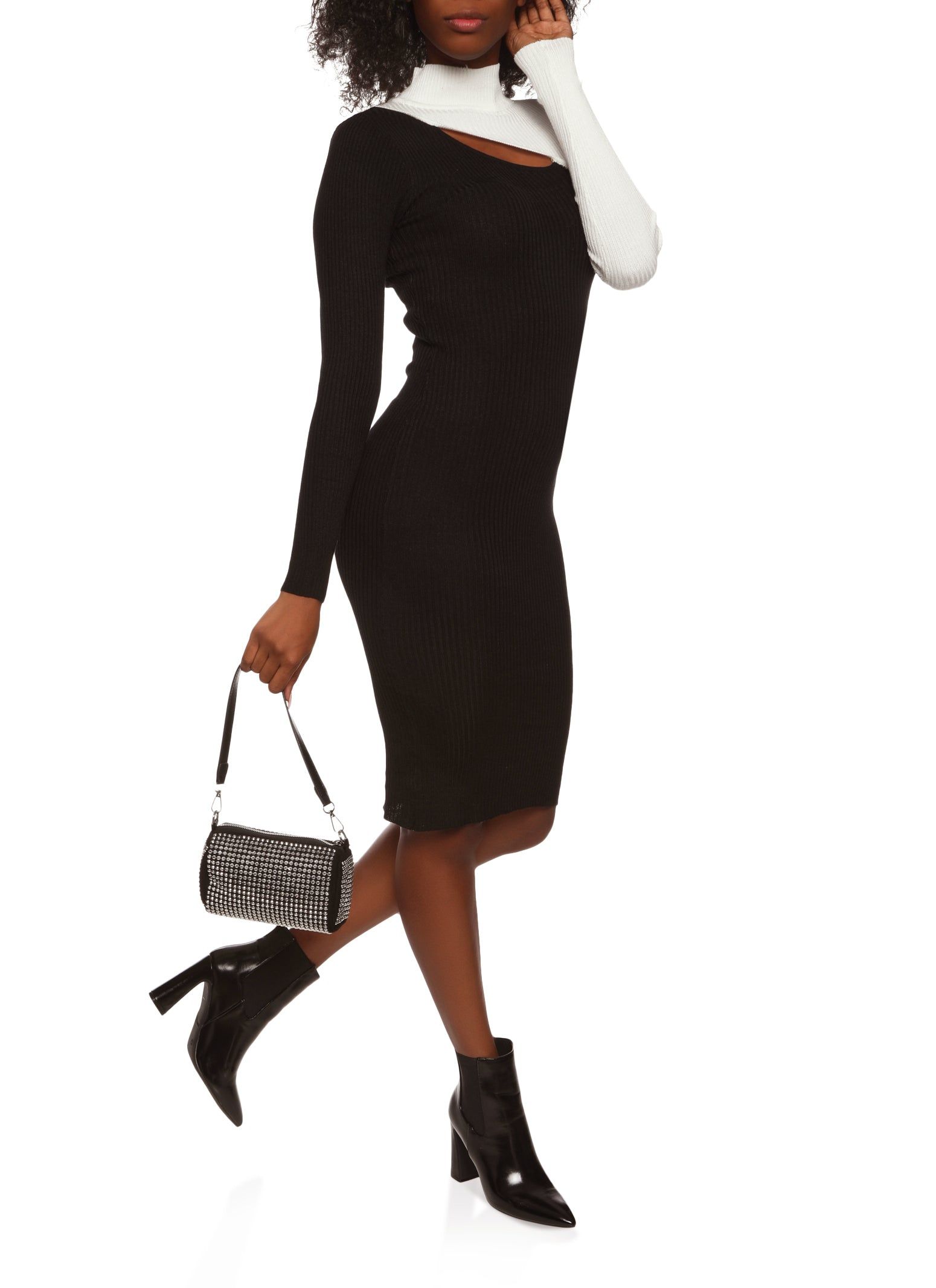 Color Block Long Sleeve Keyhole Dress sold by Rainbow product image thumbnail 2