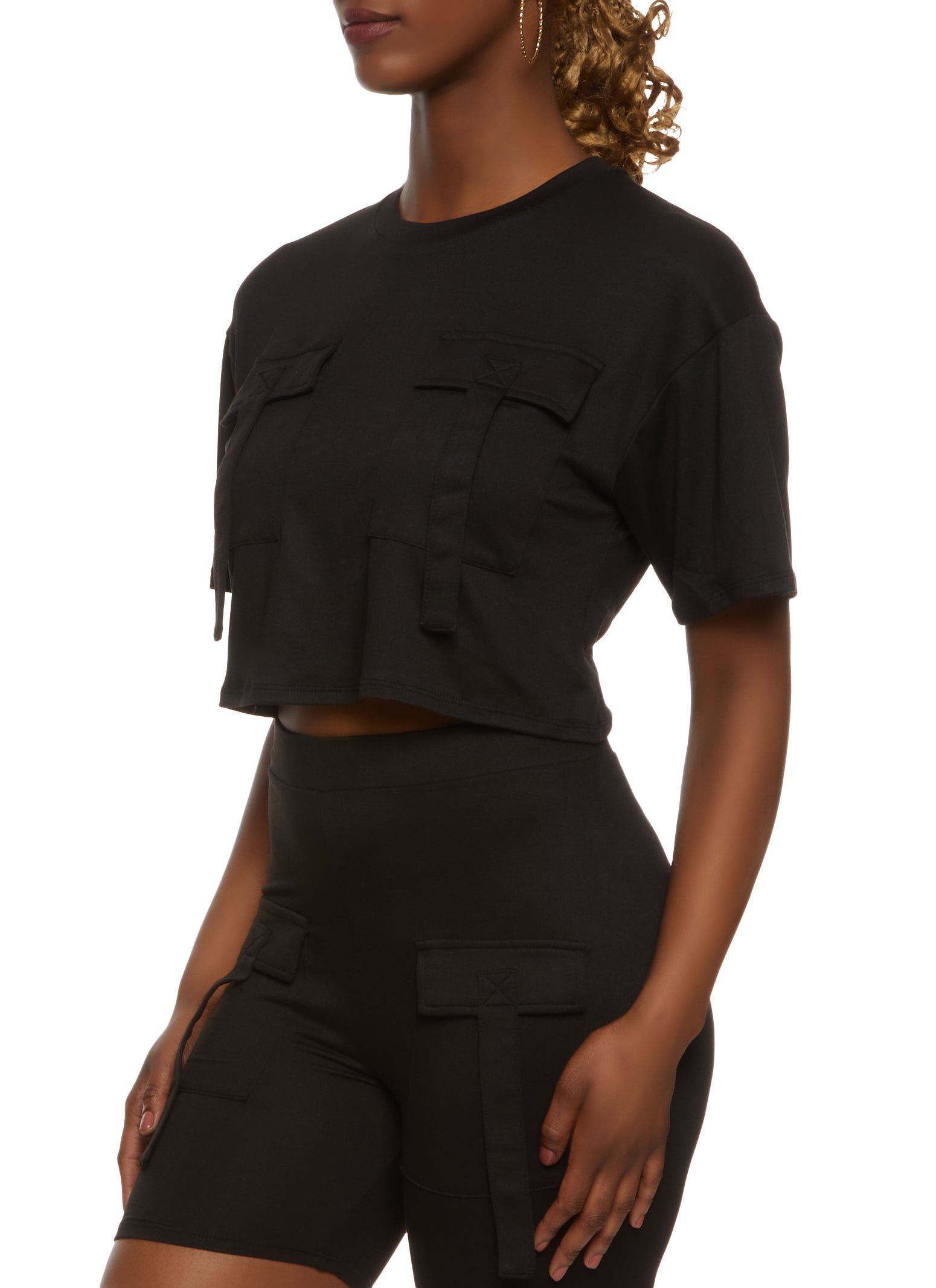 Cargo Pocket Detail Cropped T Shirt sold by Rainbow