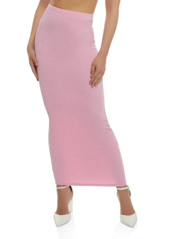 Ribbed High Waist Maxi Skirt made by Rainbow