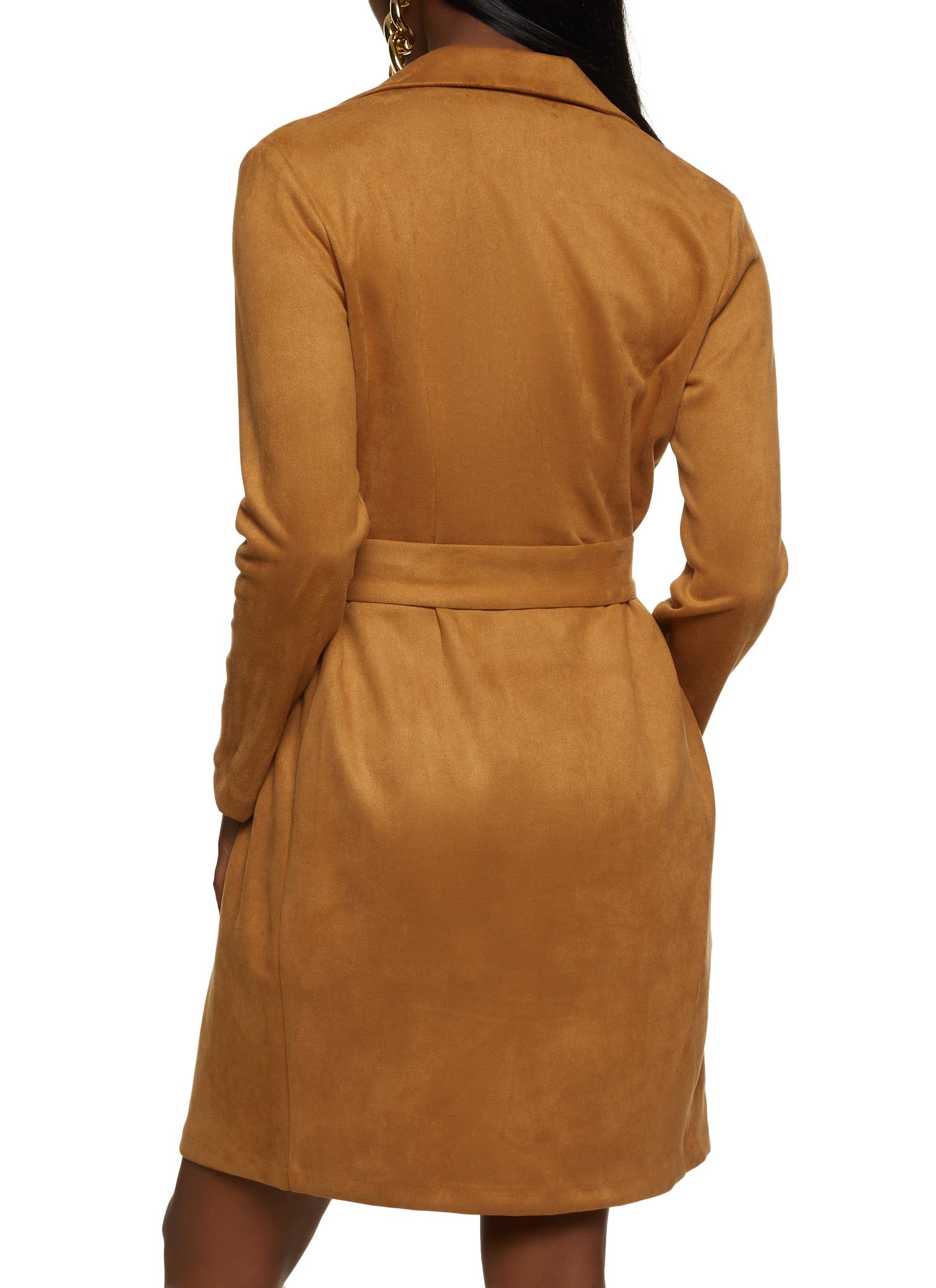 Faux Suede Belted Wrap Coat sold by Rainbow product image thumbnail 3