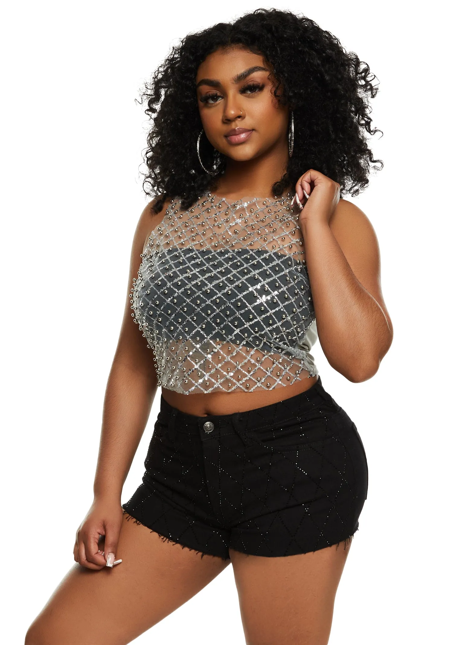 Beaded Mesh Tank Top sold by Rainbow product image thumbnail 2