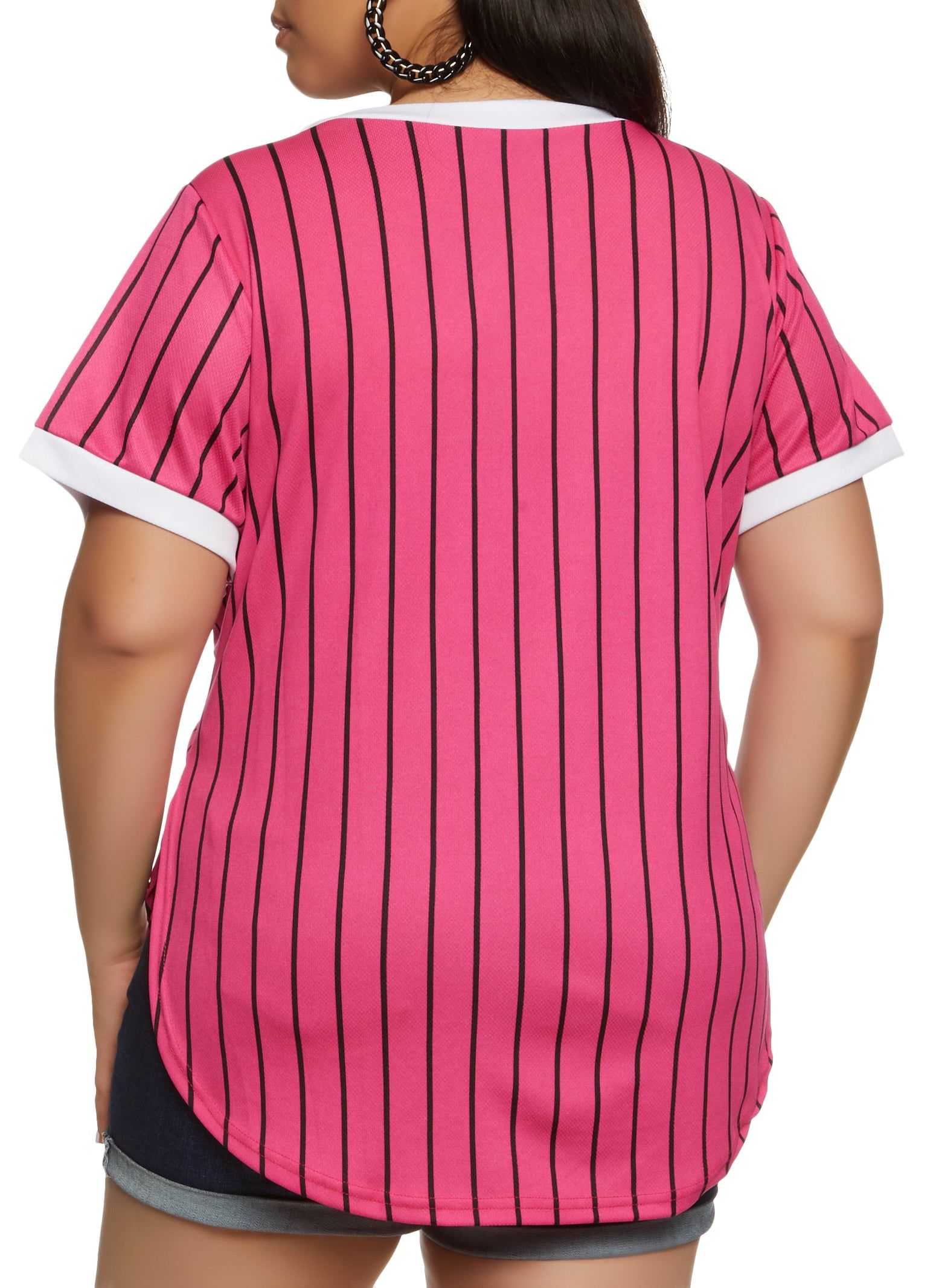 Plus Size Striped Hustle Mesh Baseball Tee sold by Rainbow product image thumbnail 2