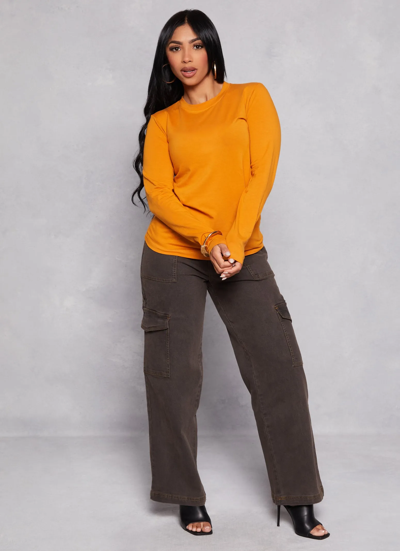 Basic Long Sleeve Crew Neck Tee sold by Rainbow product image thumbnail 2