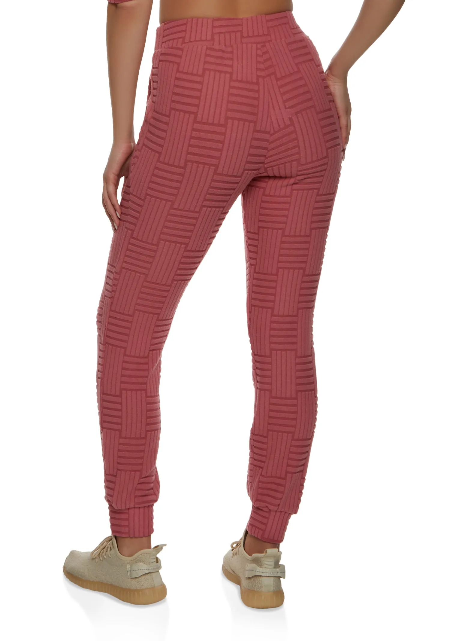 Textured Knit Drawstring High Waisted Joggers sold by Rainbow product image thumbnail 2