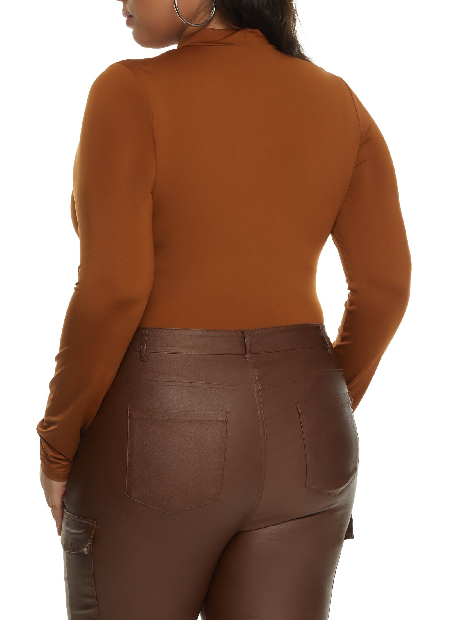 Plus Size Basic Mock Neck Long Sleeve Bodysuit sold by Rainbow product image thumbnail 3