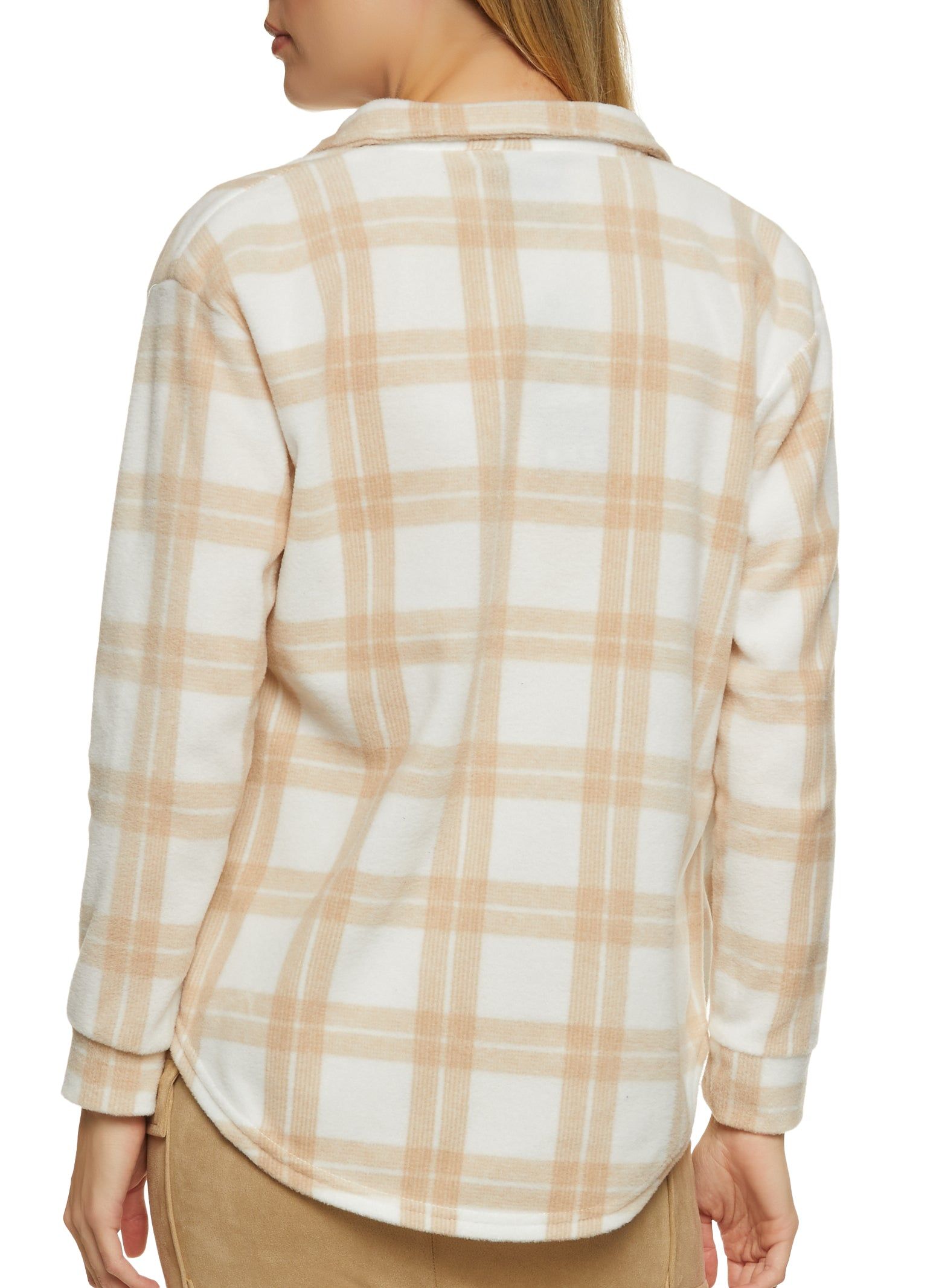 Fleece Plaid Button Down Shacket sold by Rainbow product image thumbnail 3